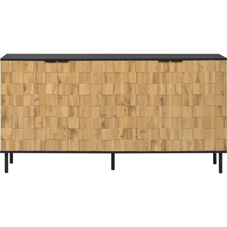 Aparador mosaico de 2 puertas en aglomerado efecto madera con patas de metal (1/5)