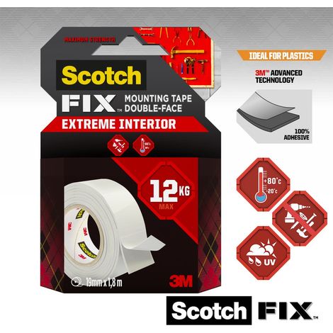 3M RUBAN DE MONTAGE INTÉRIEUR SCOTCH-FIX EXTREME PGS05-1918-MR, 19 MM X 1,8 M, 7100263856 (SCOTCH-FIX RUBAN ADHÉSIF EN MOUSSE) (1/5)