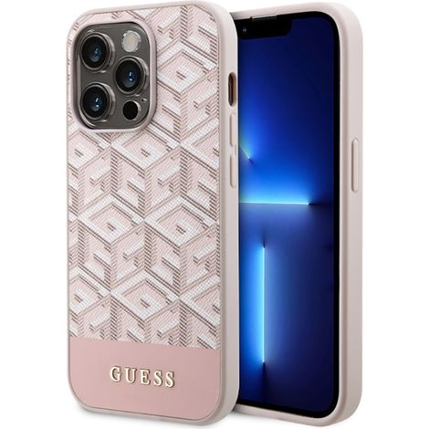 Guess GCube Stripes MagSafe - iPhone 14 Pro Hülle (Pink) (1/5)