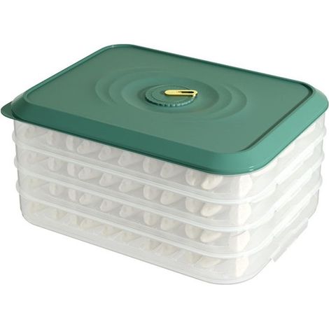Contenedor para almacenar alimentos tipo dumpling, de cuatro capas con tapa y control de tiempo. (1/5)