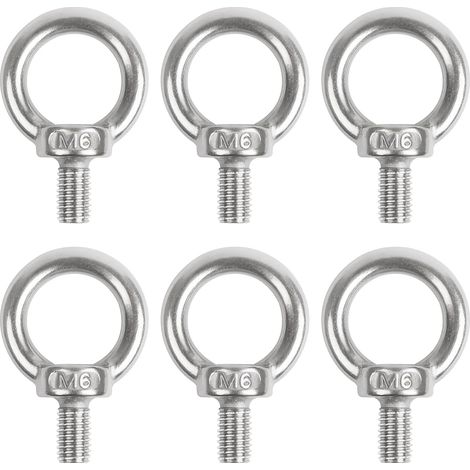 Ringschraube M6, 6 Stücke 304 Edelstahl Ösenschrauben, Augenschraube Ring Runde, Augenbolzen Runde Ringbolzen, Außengewinde-Ringschraube Hardware Ringschrauben für Rolle des Befestigens und Hängens (1/5)