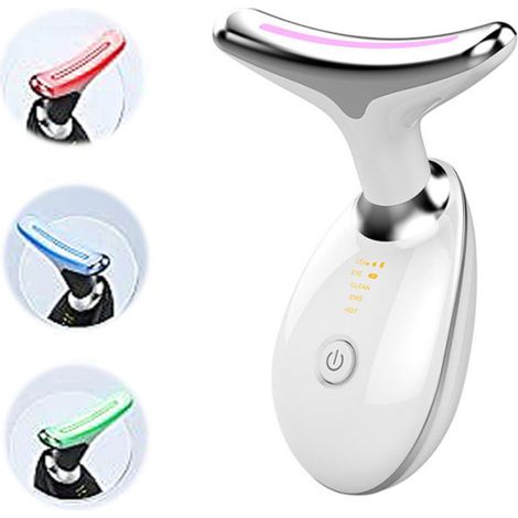 Nackenmassagegerät mit 7 LEDs, Lichttherapie, EMS, Schallvibrationen und Wärmefunktion (Weiß) - AquaForge (1/4)