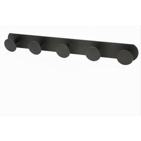 Cleafe - Appendino Con 5 Ganci Appendi Porta Asciugamano A 5 Posti Bagno Casa Nero 59769 - (1/2)