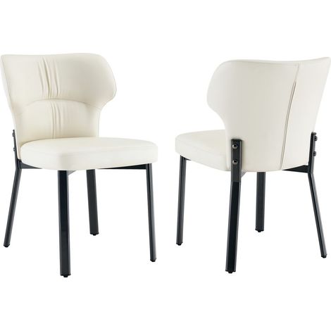 Lot de chaises 2 chaises revêtement en cuir pu siège rembourré cadre métallique finition noire style moderne (1/5)