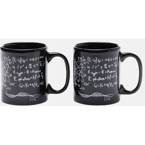 Più Forty +40 Set 2 Tazzine 12 Cl Ceramica Stampa "Formule..." Nero