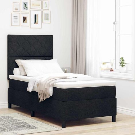 Boxspringbett mit LED-Lichtleisten Schwarz 90 x 190 cm Stoff vidaXL (1/5)