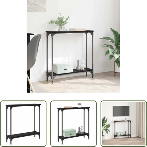 Stauraum -  Konsolentisch mit Regal Schwarz Eichen-Optik 75 x 22,5 x 75 cm (1/5)