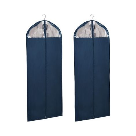 Housse à vêtements WENKO Business 150x60 cm 2 pièces bleu housse de rangement anti-poussière sac à vêtements housse de transport vêtements protection polyester idéale pour voyage et dressing élégant (1/3)