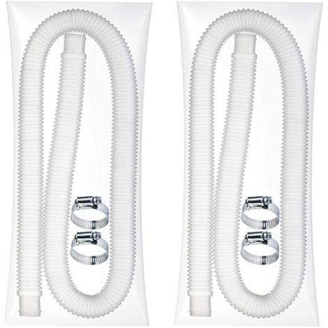 Tubo flessibile universale per piscina – Tubo di ricambio per piscine fuori terra – 2 tubi flessibili per pompa filtro con 4 fascette metalliche (diametro: 32 mm, lunghezza: 1,5 m) (2 pezzi) (1/5)