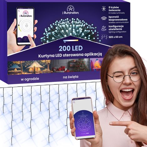 Ganzjahres-LED-Vorhang, gesteuert über die APP, Lichtdekoration 200 Girlande