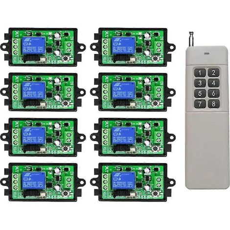 Relais RF 1 canal DC12V avec télécommande sans fil pour éclairage, lampes, portes de garage, volets et écran de projection (1/5)