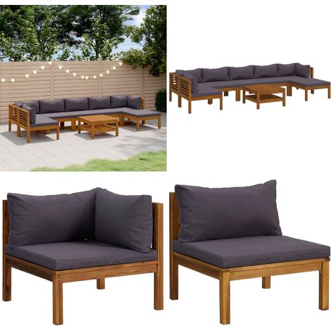8-tlg. Garten-Lounge-Set mit Auflage Massivholz Akazie - Garten-Lounge-Set - Garten-Lounge-Sets - Home & Living (1/5)