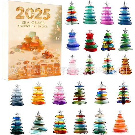 New Sea Glass Christmas Tree Advent Calendar - Christmas Glass Tree (B-plane) -