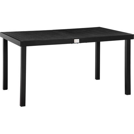Table jardin Outsunny 6 personnes aluminium plastique noir 140x90x74 cm terrasse