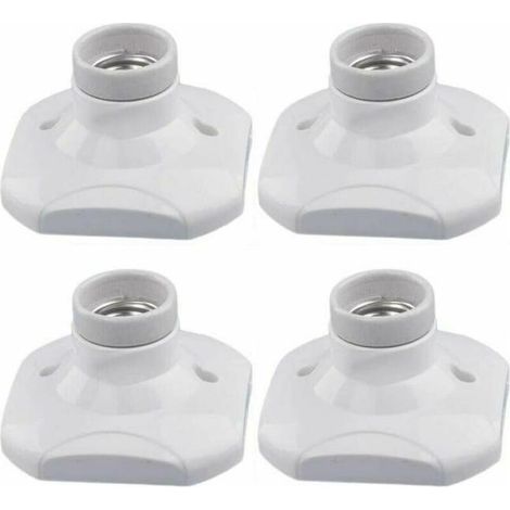 Portalampada E27 per lampadina LED, portalampada E27 in ceramica e base in plastica, portalampada a muro E27 bianco con anello per illuminazione d'ingresso/soffitto/ (1/4)