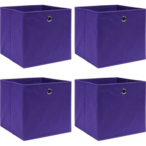 4 pcs Boîtes de rangement, Coffres de rangement Violet 32x32x32 cm Tissu LKF37754 (1/5)