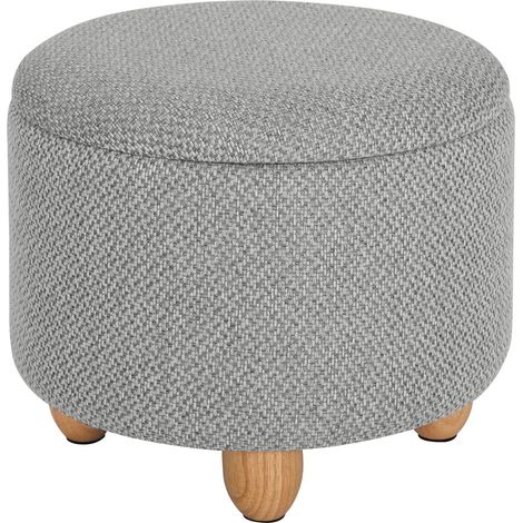 Woltu – Pouf de rangement gris clair – Tabouret rembourré en lin grossier – Pieds en pin – Espace de rangement 21.5L – Charge jusqu'à 300 kg