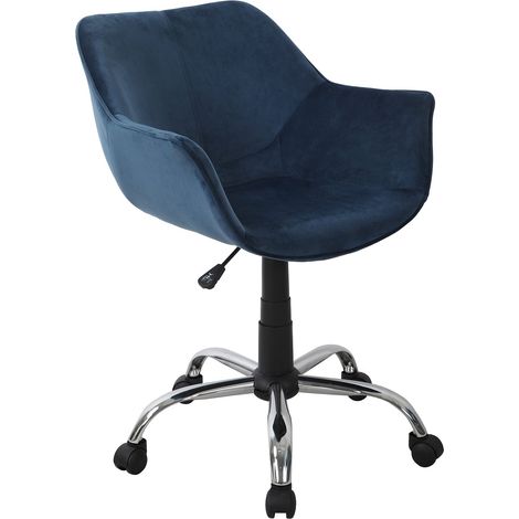 Sedia da ufficio in velluto Blu con ruote "Mosca" per scrivania moderna