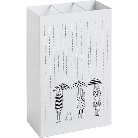 Porte-parapluies, Blanc, métal - Dimensions : L 30 x H 48 x P 16 cm, Style : Moderne (1/5)