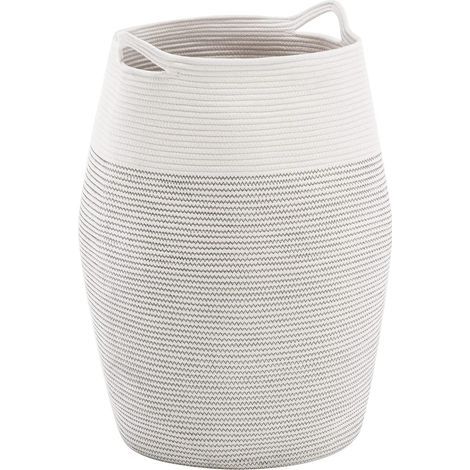 Panier à linge tressé 105 L, pliable, en tissu, avec poignée grise. (1/5)