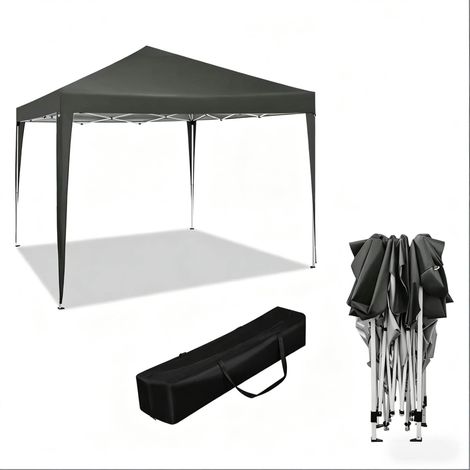 Pergola pieghevole pop up 3 x 3 m grigio scuro con borsa per il trasporto (1/5)