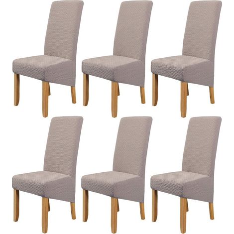 Set of 6 stretchable, removable and washable dining chair covers - For banquets, kitchens, wedding parties, dining rooms (camel)