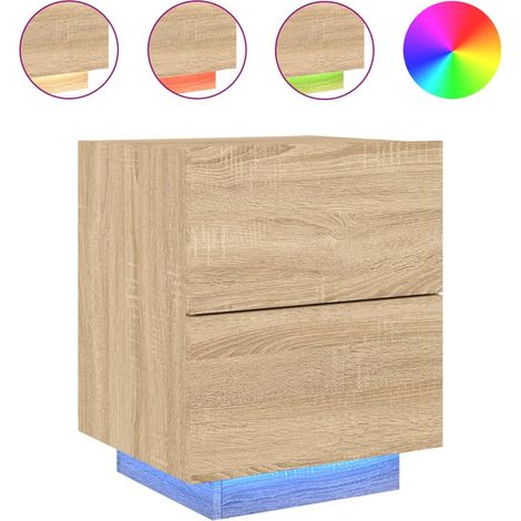 Comodino con cassetti e LED 45 x 40 x 55 cm in MDF color rovere DEC032772