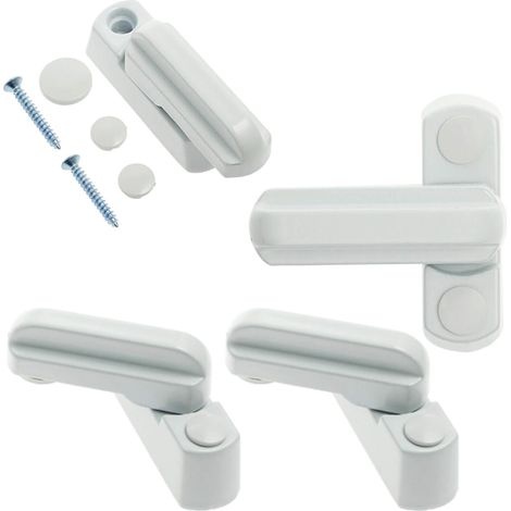 4 Pièces De Serrure Fenêtre, Limiteur Rotation Fenêtre En Alliage Zinc, Serrures Sécurité Supplémentaires Pour Porte Supplémentaire Brouilleur Châssis, Forme T, Blanc (1/5)