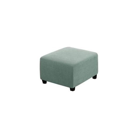 Funda elástica de tela elastano para puf cuadrado – Protección contra manchas y desgarros – Fácil instalación con elástico – Verde grisáceo (1/5)