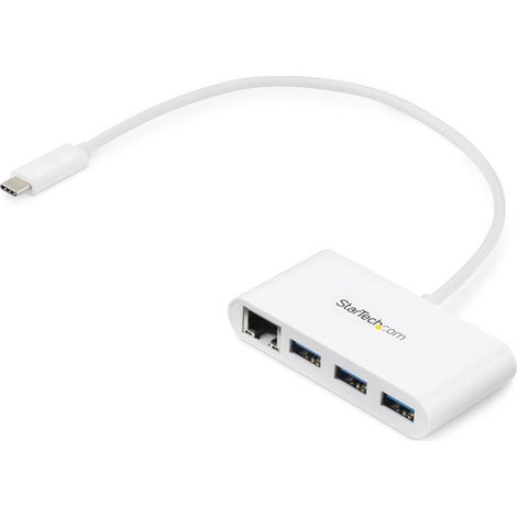 HUB Startech USB-C 3 PUERTOS USB 3.0 + RJ45 Blanco (1/4)