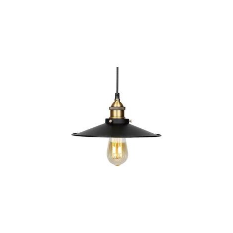 Lámpara colgante E27, diseño sencillo, estilo industrial vintage, pantalla Edison, lámpara colgante negra para bar, restaurante o loft (Ø 26 cm) - Crezuo