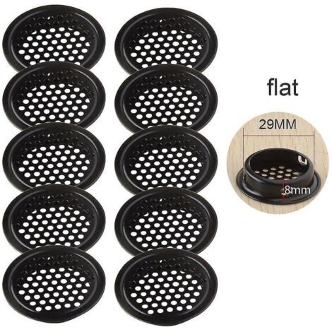 Lot de 10 grilles d'aération circulaires noires pour soffite, en acier inoxydable, 19-53 mm, 29 mm, plates (1/5)