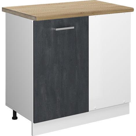 Meuble d'angle R-Line, Béton noir, 86 cm PT Chêne, Vicco (1/5)