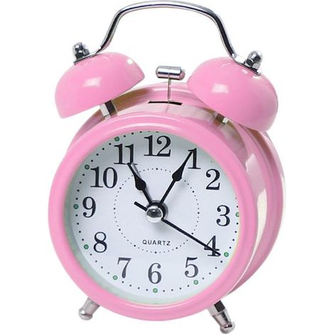 Beyamis Réveil clochette lumineuse et silencieuse de 7,6 cm en métal rose