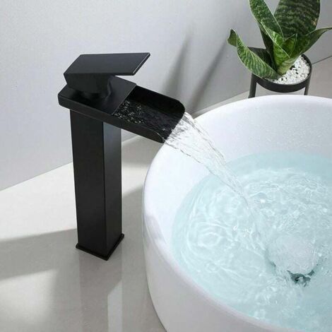 QORVA-Robinet de salle de bain, noir mat, robinet de lavabo, mitigeur de lavabo sur comptoir, mitigeur pour lave-mains, acier inoxydable, anti-oxydation, sans plomb
