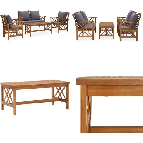 Salon de jardin 4 pcs avec coussins Bois d'acacia solide - Salon De Jardin - Mobilier De Jardin - Ensemble De Jardin - Table Basse - Chaises De Jardin - Home & Living