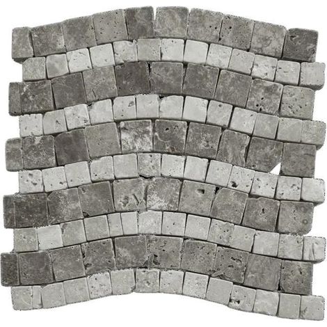 Mosaik aus Travertin - ALBEDO PIERRE - Gewelltes, antikes Design - Natürlich mehrfarbig - 30,5×29 cm, 8 mm - Feuchtigkeitsbeständig (1/2)