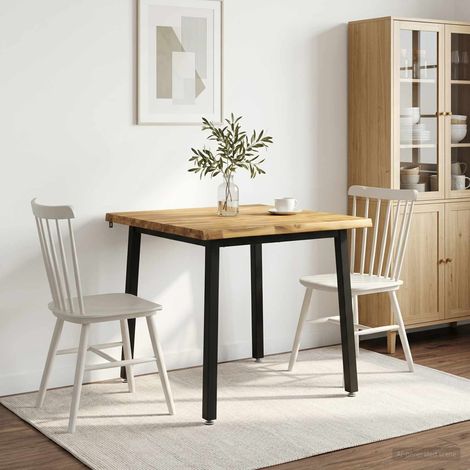 vidaXL 80 x 80 x 75 cm Madera de Acacia Sólida Blanco y Negro Cuadrado (1/5)
