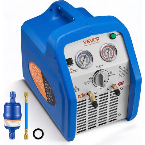 VEVOR Station de Recuperation Fluides Frigorigenes 1 HP, Recuperateur de Fluide Frigorigene Double Cylindre, pour Refrigerant Liquide Vapeur CVC Climatisation Auto, Groupe de Recuperation Portable (1/5)