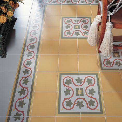 Aelle - Carrelage sol / mur effet ciment uni jaune 20x20 cm 1900 AMARILLO - Vendu par boîte de 1 m² (1/4)