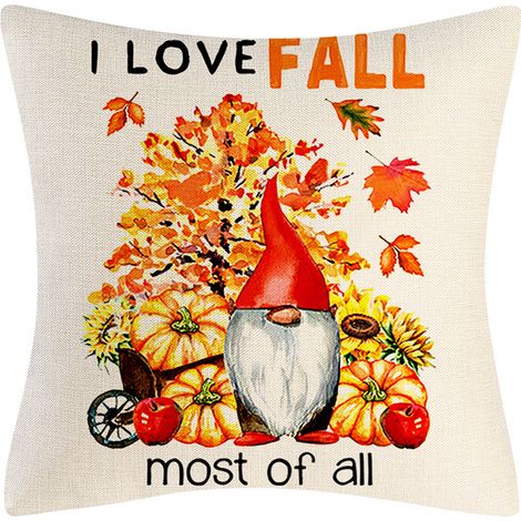 Housse de coussin coussin canapé coussins décoratifs lin citrouille automne récolte taie d'oreiller (1/2)