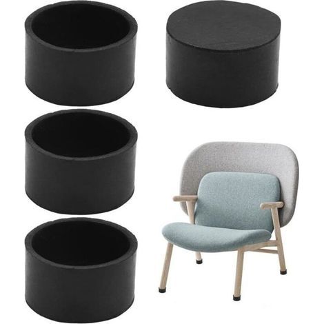 4 capuchons de protection ronds en caoutchouc pour pieds de chaise - Diamètre : 40 mm (1/5)