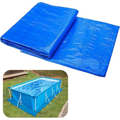 Tapis de sol pour piscine - PZCC - 9,7 x 6,7 pieds - PE (polyéthylène) - Rectangulaire - Bleu (1/5)