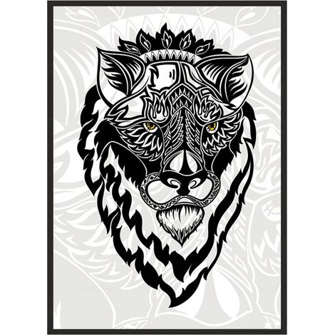Bild Poster im Rahmen 73x53cm Tribal Löwe P591 (1/4)