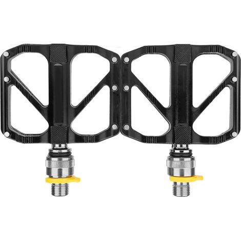 Paire de pédales de vélo en alliage d'aluminium, déverrouillage rapide, plateforme antidérapante à clous, pour VTT et vélo de route. (1/5)