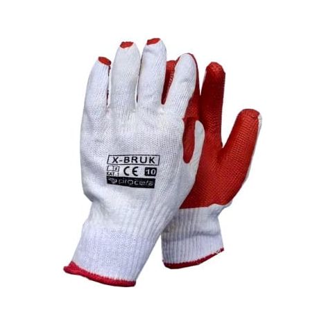 Guanti da lavoro, rivestiti in gomma, rossi e bianchi, per lavori edili, muratori, posatori di pietre, flessibili, elastici, taglia 10