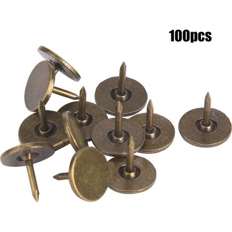 100 clous décoratifs à tête plate en bronze antique pour accessoires de meubles de canapé 11x11 mm (1/5)