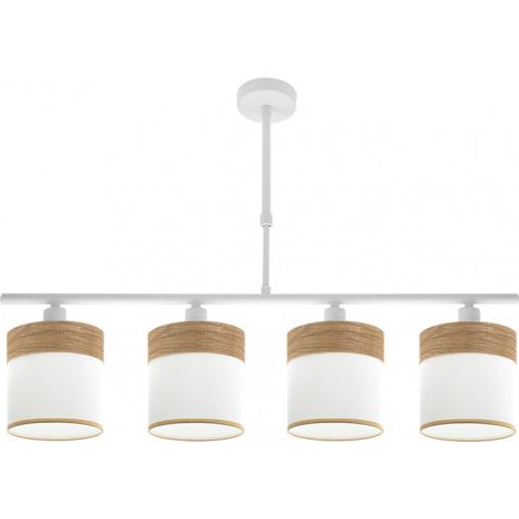 FABRILAMP Lampara Cloe 4xe14 Blanca/blanca-madera Clara Regx75x14 cm