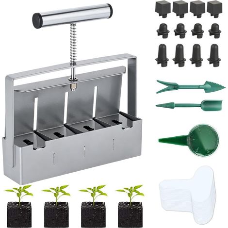 1 Presse à Mottes Manuel, 8 Cellules 5cm, Alliage Aluminium, Pour Semis Et Repiquage, Jardinage