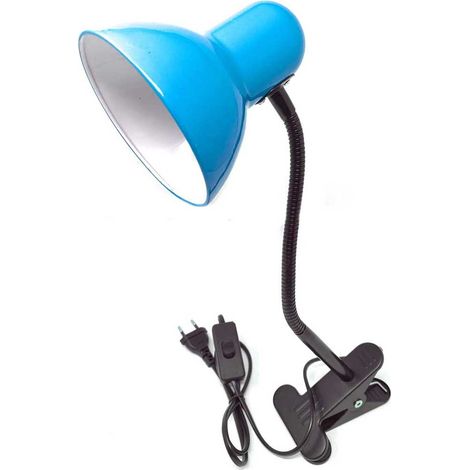 Lampada snodabile da scrivania con pinza braccio flessibile luce da tavolo orientabile con attacco per lampadine E27 Blu (1/2)
